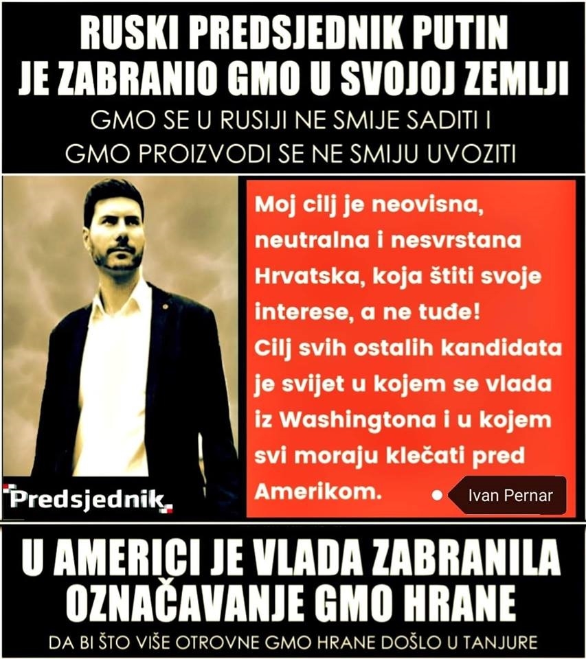Pernar širi opasne laži o GMO-u i cijepljenju, a pohvalio se i podrškom iz komšiluka