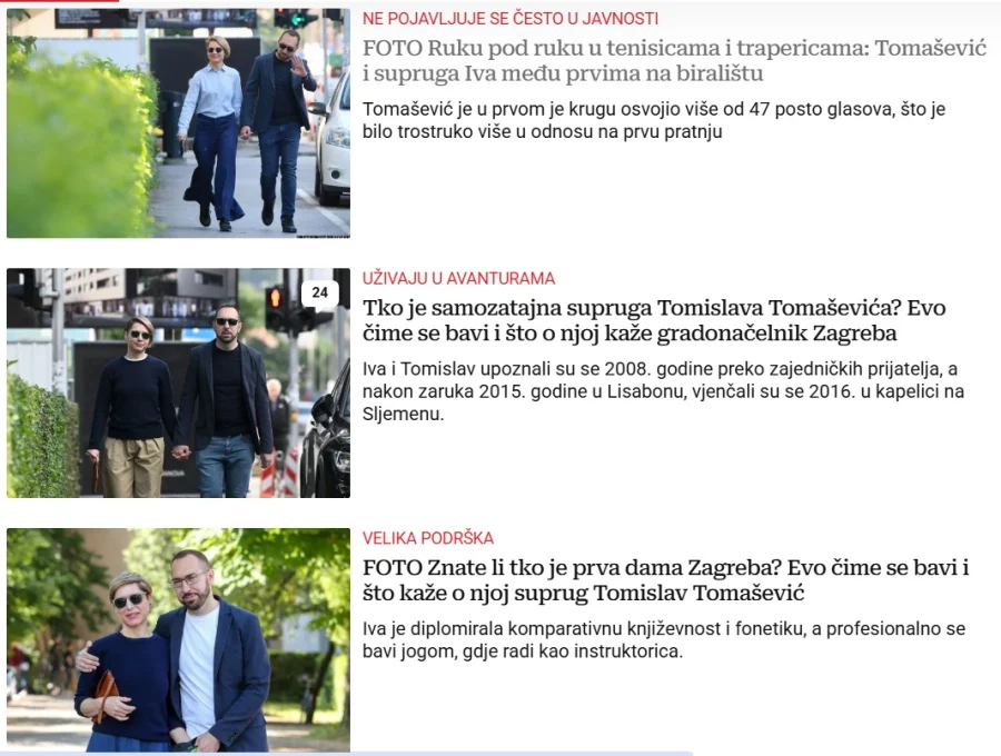 Večernji list objavljuje dvaput godišnje istu priču o gradonačelniku Tomaševiću i njegovoj 'samozatajnoj Ivi'